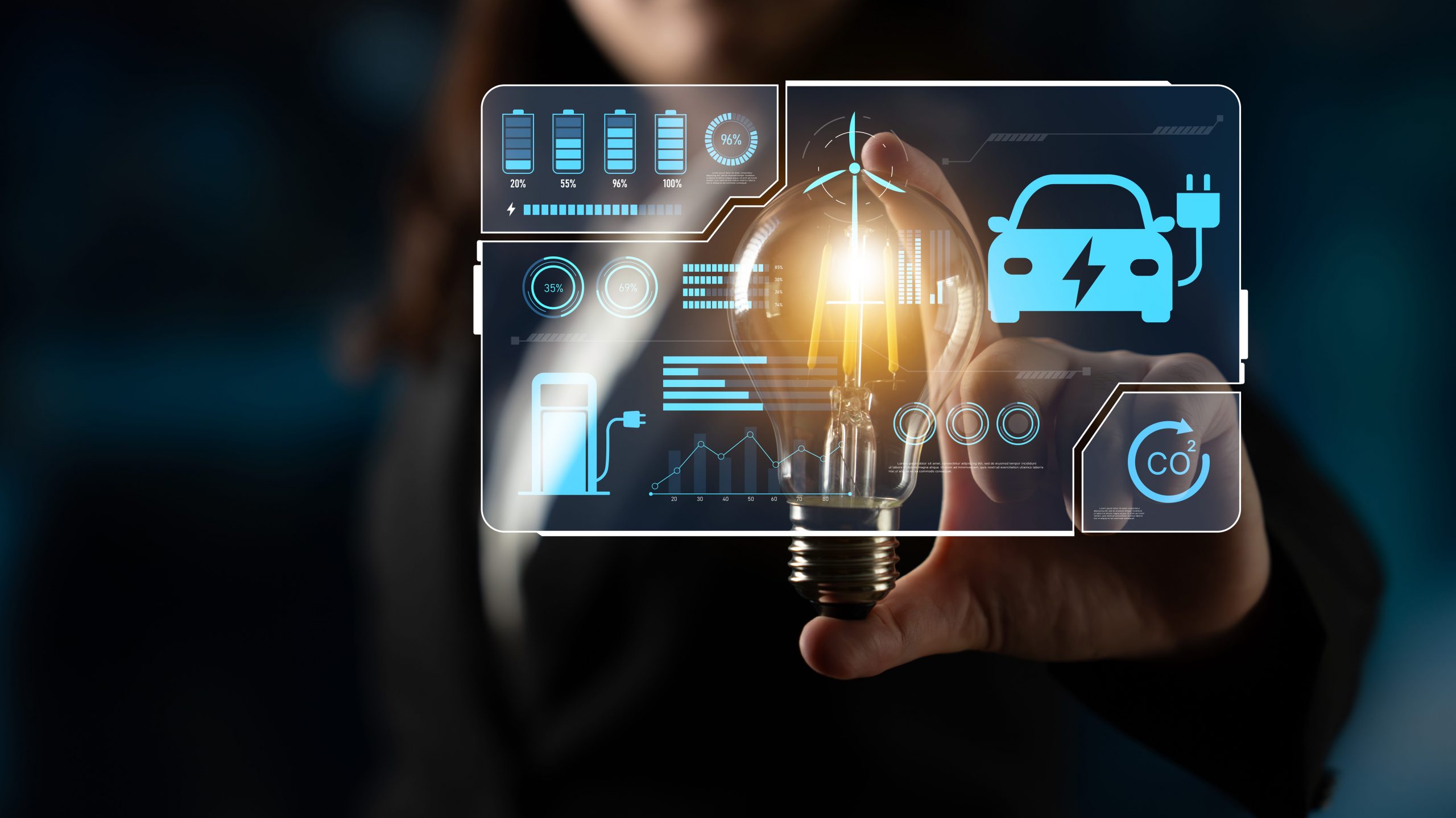 Charging dashboard for electric vehicles with battery status, energy usage, renewable integration, and CO2 impact tracking to support clean energy transition Latch